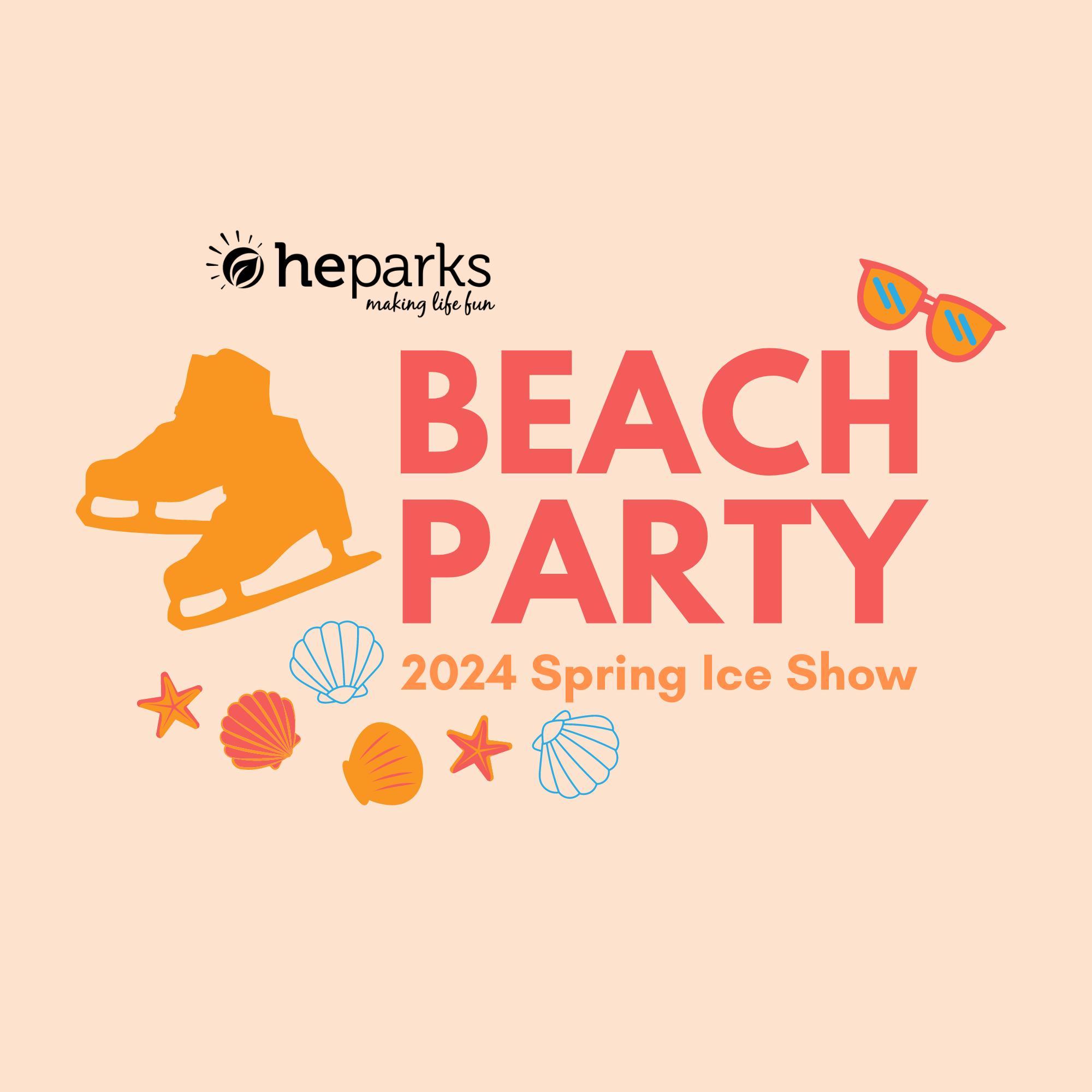 ice skates sunglasses beach graphic beach party ice show