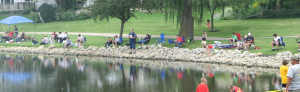 fishing derby shore of people fishing